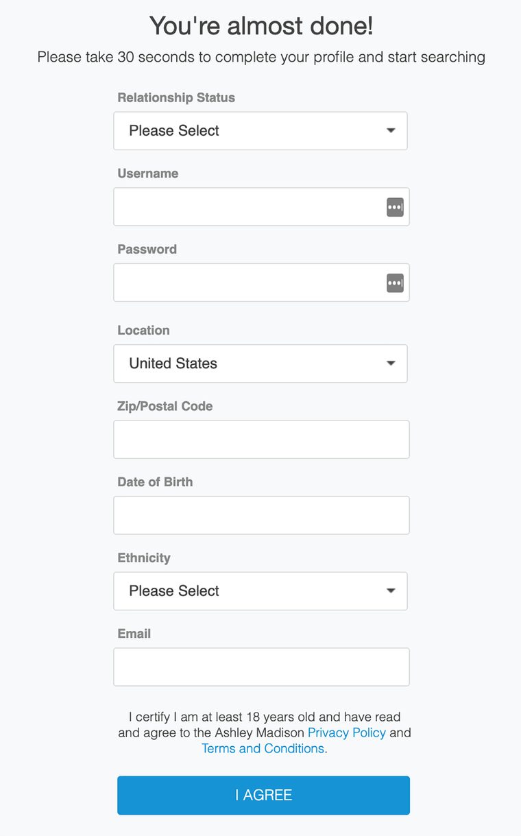 Ashley Madison Dating Site Registration Process